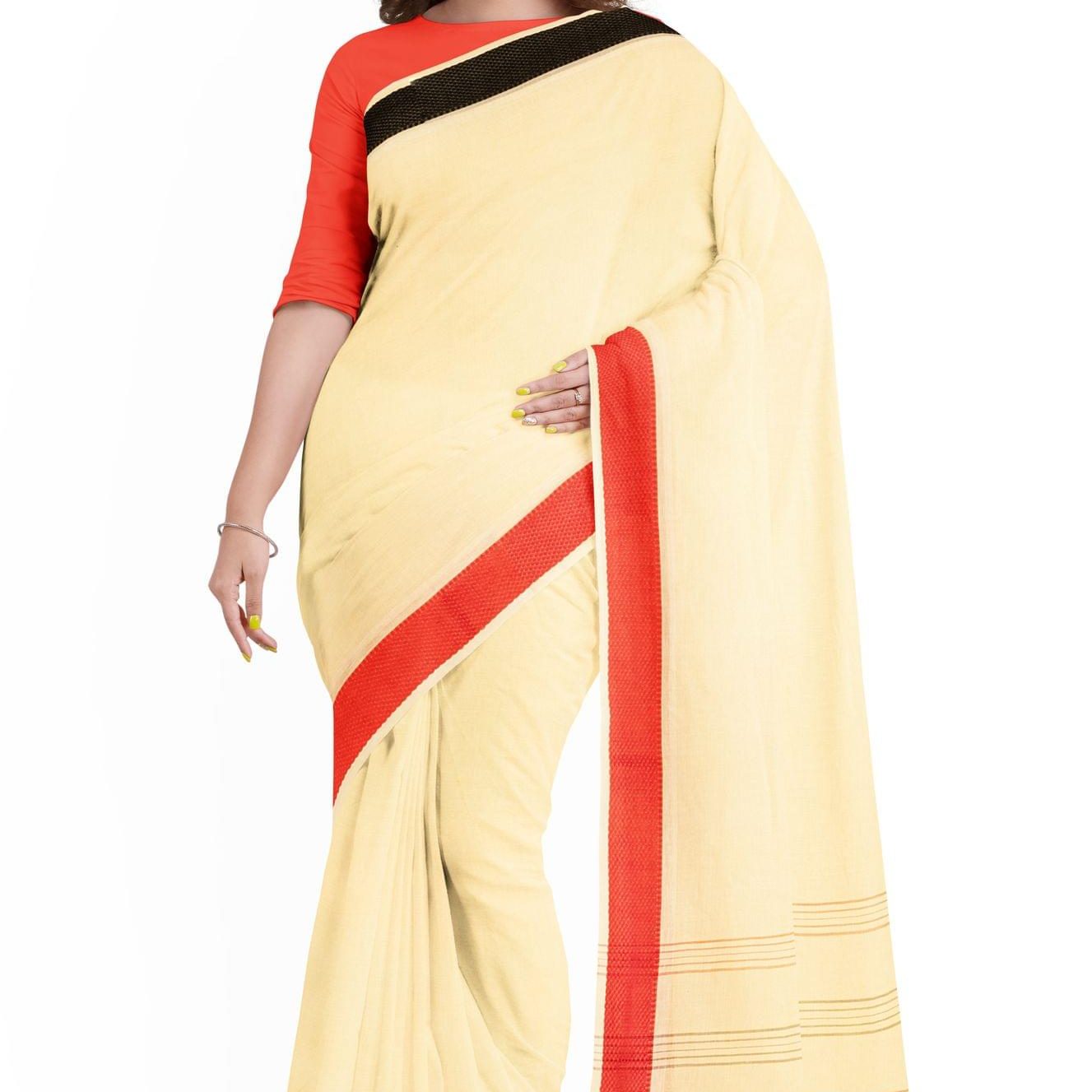 Santipuri Cream Cotton Saree Biswa Bangla