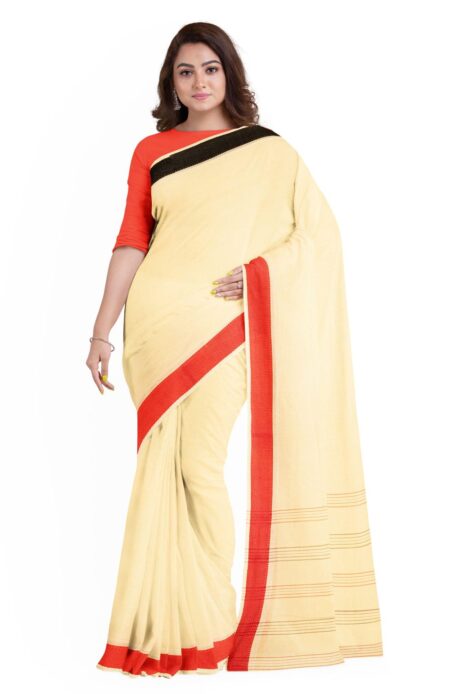 Santipuri Cream Cotton Saree