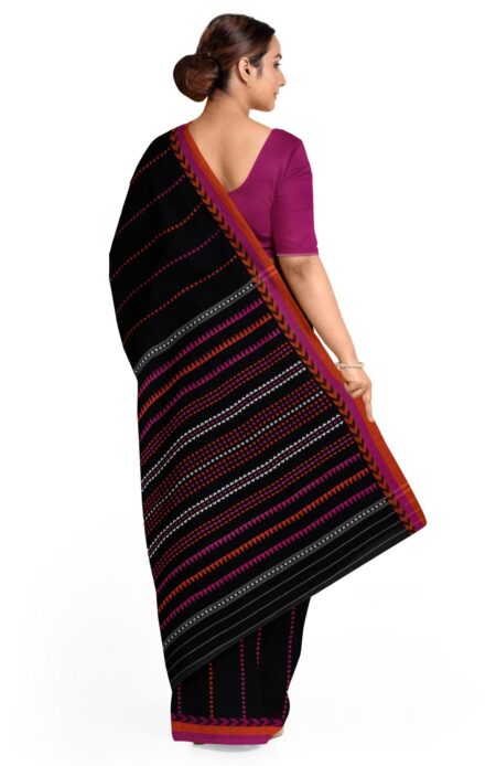 Handwoven Begumpuri Cotton Saree - Black - Image 3