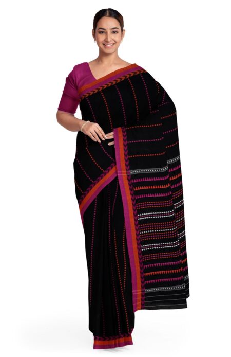 Handwoven Begumpuri Cotton Saree - Black