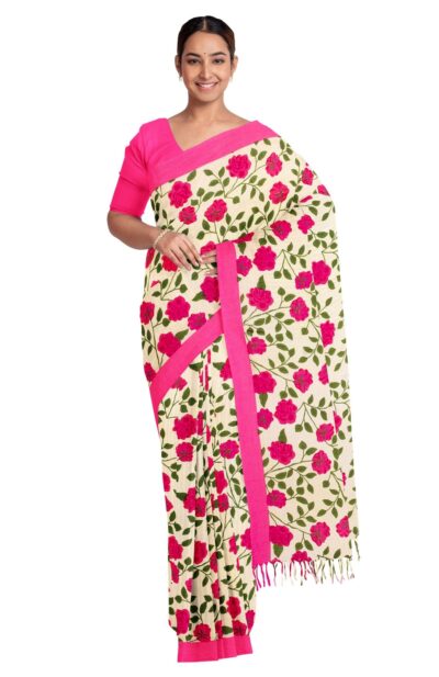 Floral Printed Cotton Saree