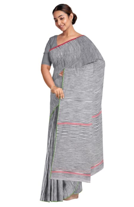 Tie Dye Tangail Cotton Saree with Tassel - Image 2