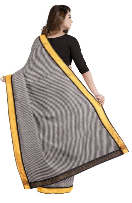 Tangail Cotton Silk Saree with Tassel - Image 3