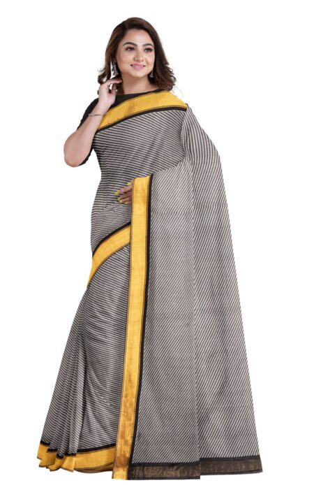 Tangail Cotton Silk Saree with Tassel - Image 2