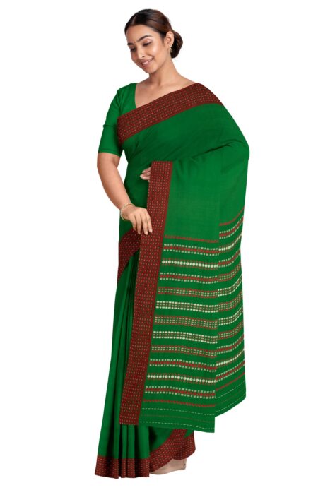 Handwoven Begumpuri Cotton Saree with Tassel - Image 3
