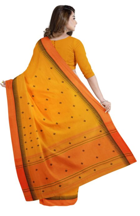 Handwoven Dhaniakhali Cotton Saree with Tassel - Image 2