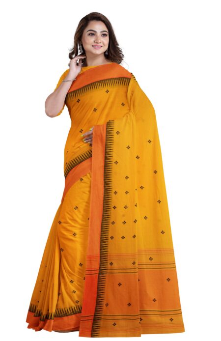 Handwoven Dhaniakhali Cotton Saree with Tassel - Image 3