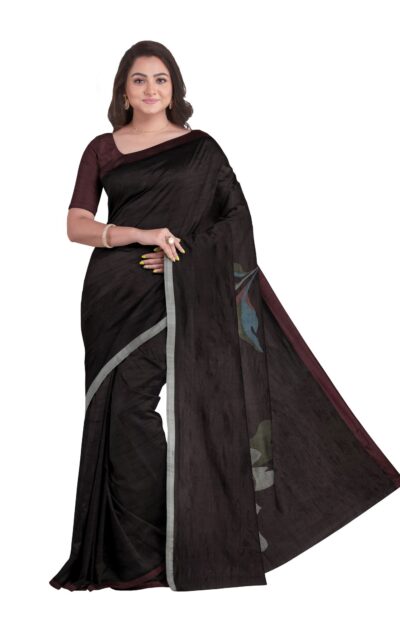 Silk Jamdani Saree - Deep Brown
