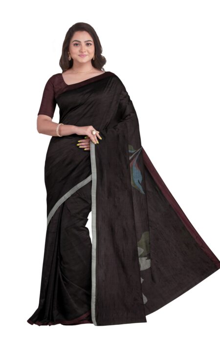 Silk Jamdani Saree - Deep Brown