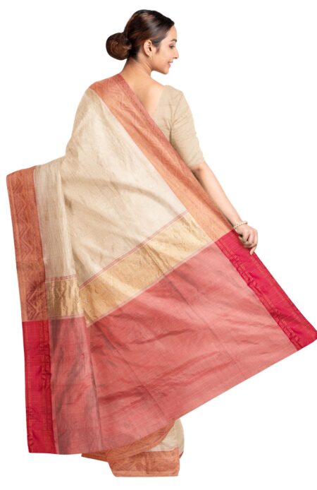 Cut-Shuttle Tussar Silk Saree with Tassel - Image 3