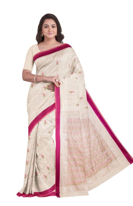 Handwoven Tussar Silk Saree with Tassel