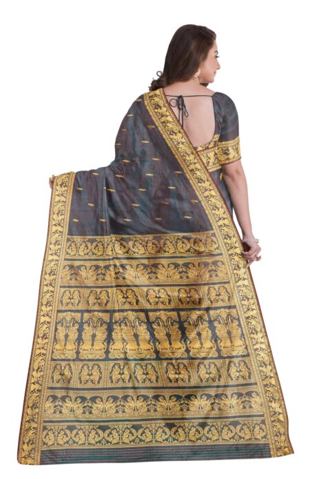 Baluchari Silk Saree - Grey - Image 2