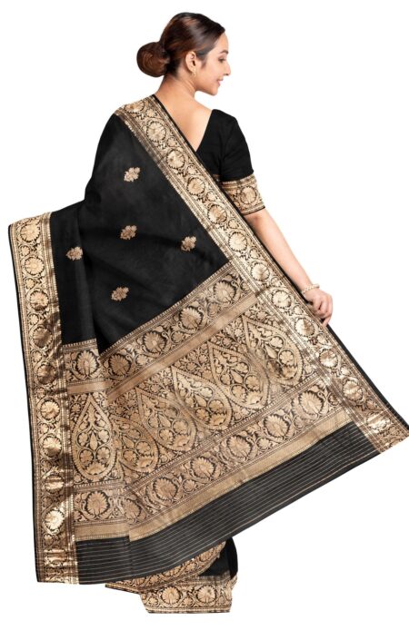 Baluchari Silk Saree - Black - Image 3