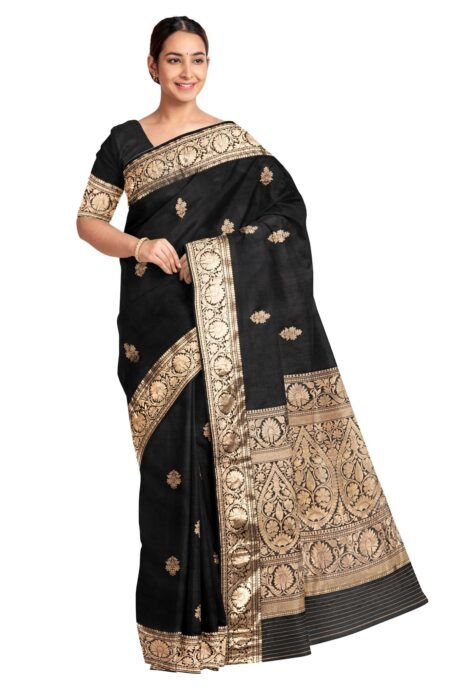 Baluchari Silk Saree - Black - Image 2