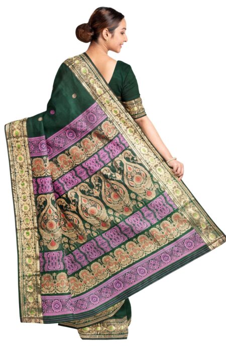 Baluchari Silk Saree - Green - Image 2