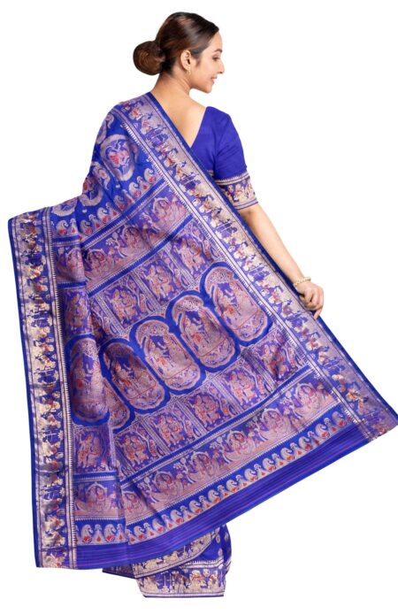 Baluchari Silk Saree - Blue - Image 2