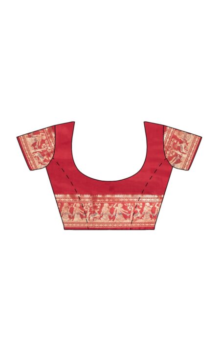 Baluchari Silk Saree - Red - Image 4