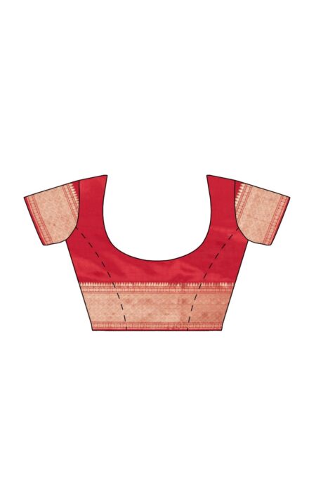 Baluchari Silk Saree - Red - Image 4
