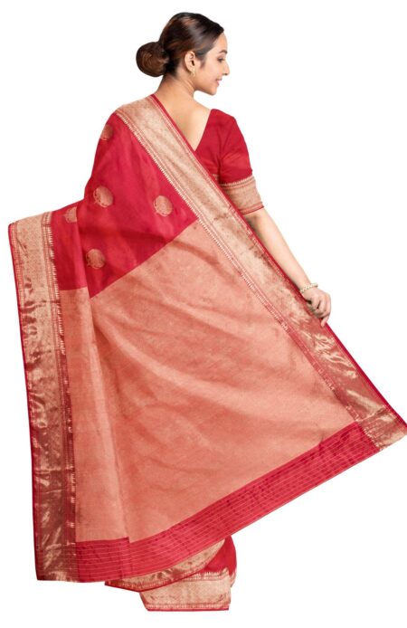 Baluchari Silk Saree - Red - Image 3