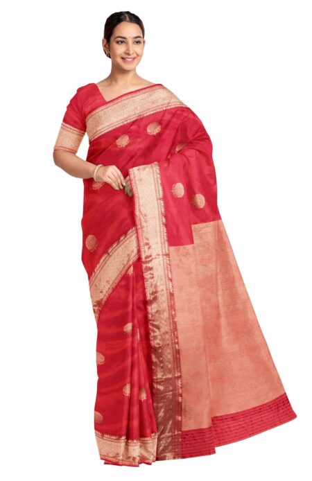 Baluchari Silk Saree - Red - Image 2