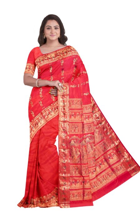 Baluchari Zari Meena Silk Saree - Red
