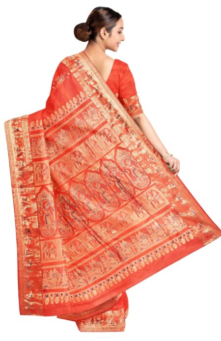 Baluchari Zari Meena Silk Saree - Red - Image 2