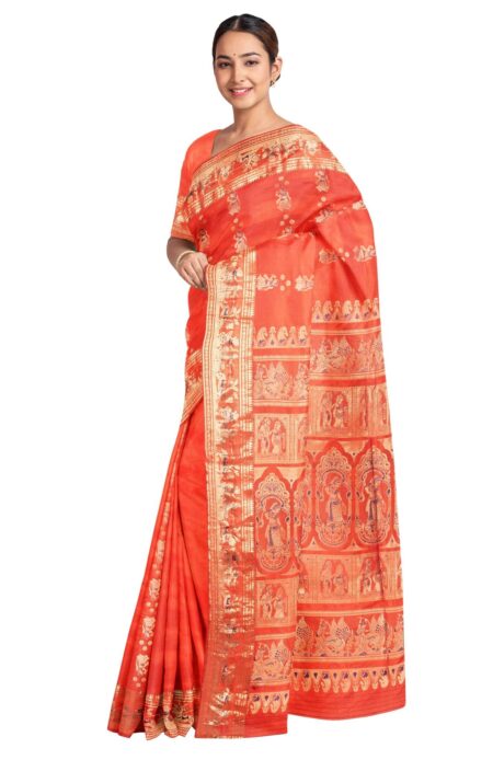 Baluchari Zari Meena Silk Saree - Red