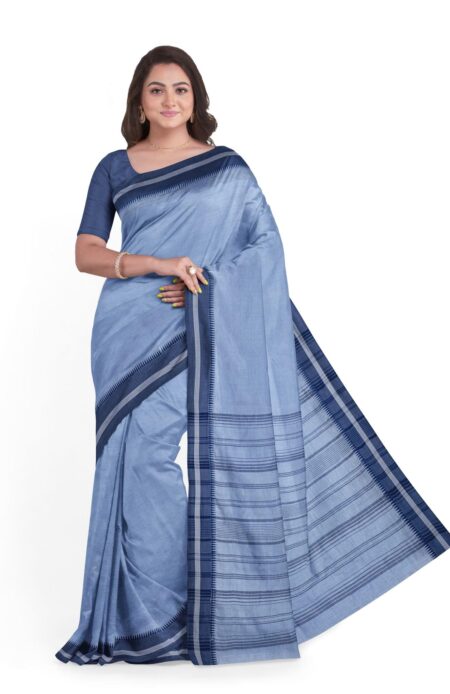 Handwoven Indigo Linen Silk Saree
