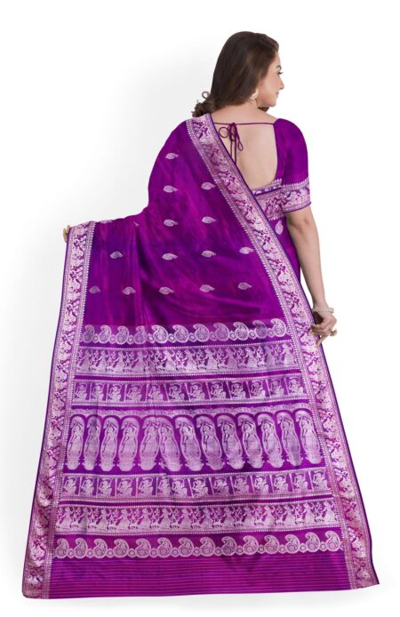 Baluchari Silk Saree Purple - Image 3