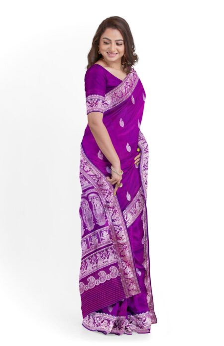Baluchari Silk Saree Purple - Image 2