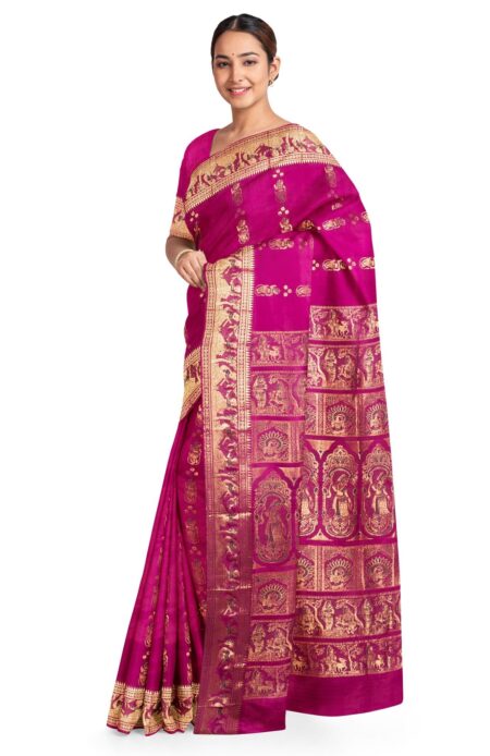 Baluchari Silk Saree Pink - Image 2