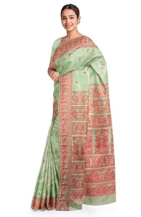 Baluchari Silk Saree Green