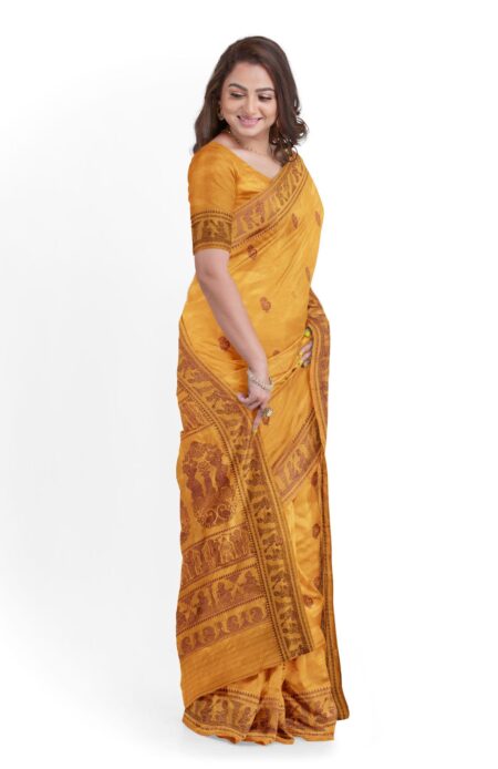 Baluchari Silk Saree Yellow - Image 2