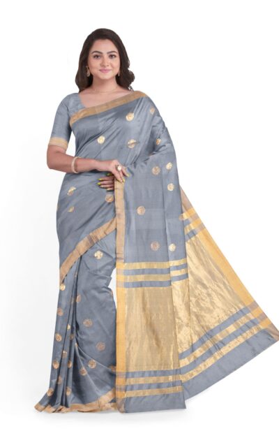 Tangail Silk Saree Grey