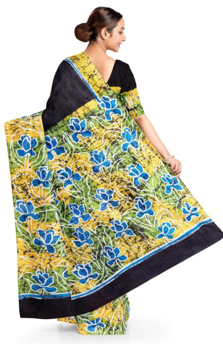Batik Silk Saree Black - Image 3