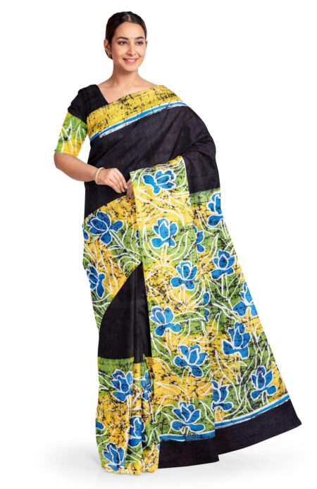 Batik Silk Saree Black - Image 2
