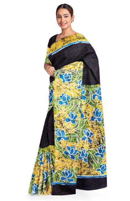 Batik Silk Saree Black