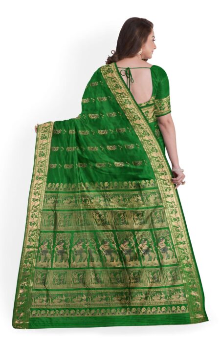Baluchari Silk Saree Green - Image 3