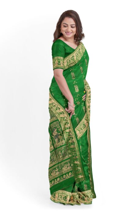Baluchari Silk Saree Green - Image 2