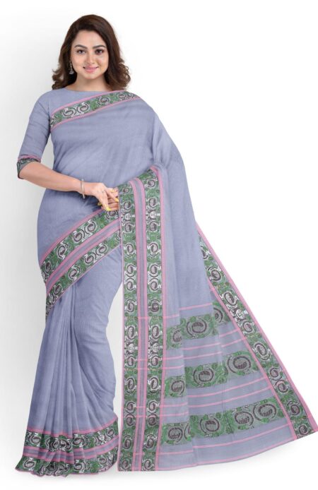 Handloom Cotton Silk Saree Grey