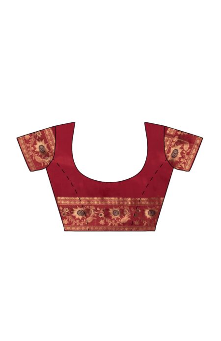 Red Baluchari Saree with Zari Mina work - Image 4