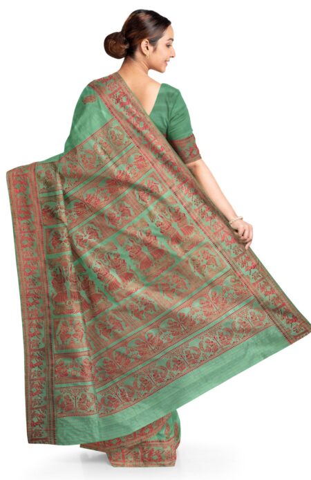 Baluchari Saree Green - Image 3