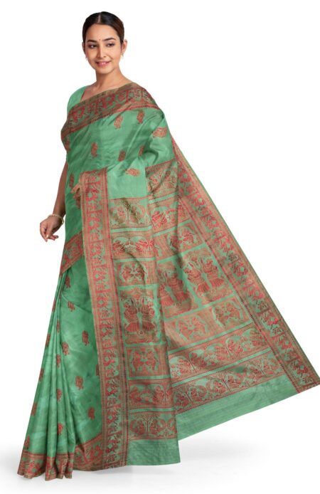 Baluchari Saree Green - Image 2