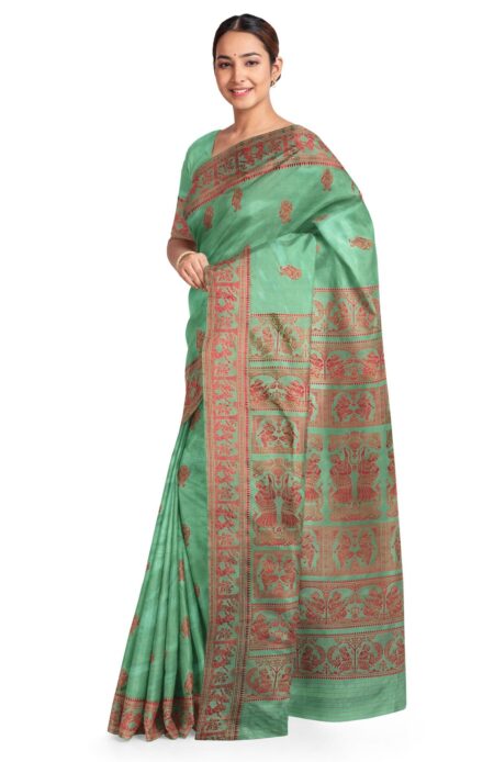 Baluchari Saree Green