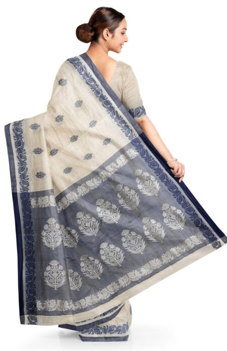 Handwoven Tussar Silk Saree - Image 3