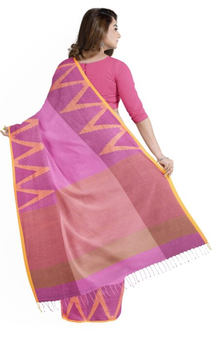Cotton Jamdani Saree Purple - Image 2