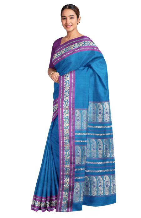 Garod Silk Saree Blue - Image 3