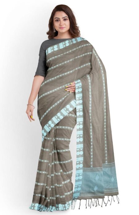 Handloom Cotton Silk Saree Grey