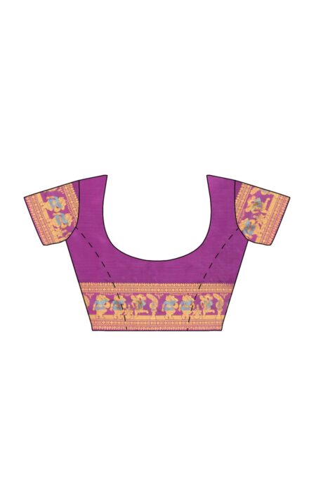 Baluchari Meena Silk Saree - Purple - Image 2