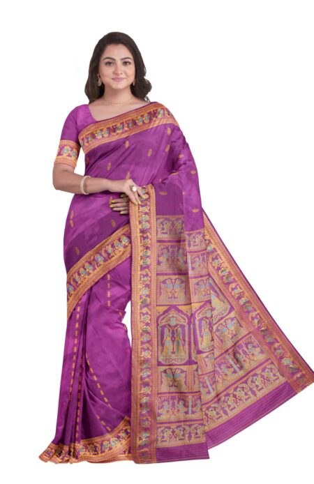 Baluchari Meena Silk Saree - Purple